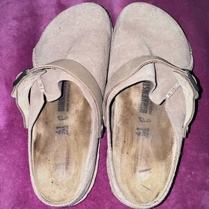 Birkenstock Tan Mules with Adjustable Strap